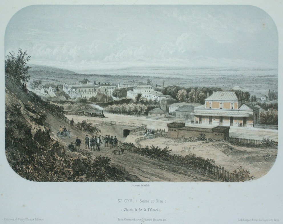 Lithograph - St. Cyr, (Seine et Oise.) (Chemin de fer de l'Ouest.) - Jacottet